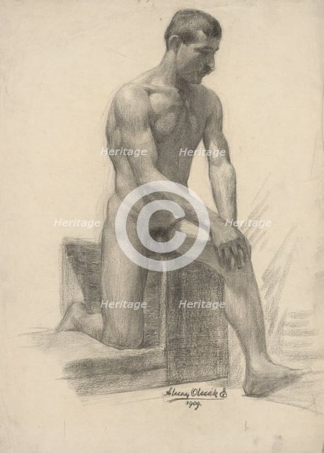 Study of a male nude, 1909. Creator: Emil Alexay-Olexák.