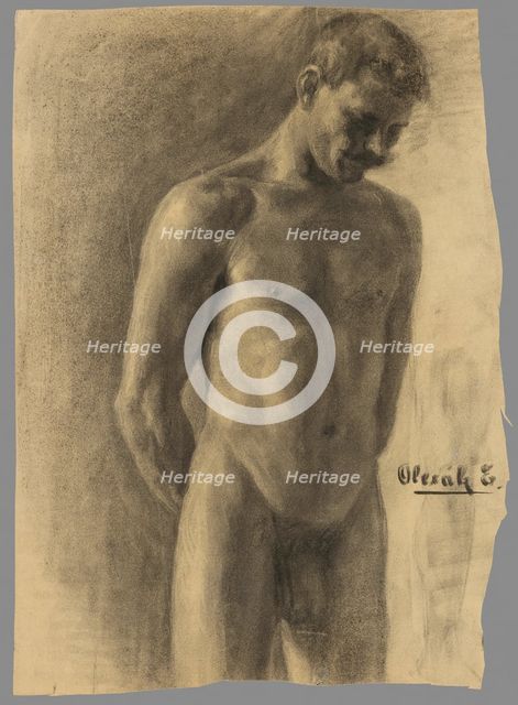 Study of a male nude, 1910-1920. Creator: Emil Alexay-Olexák.