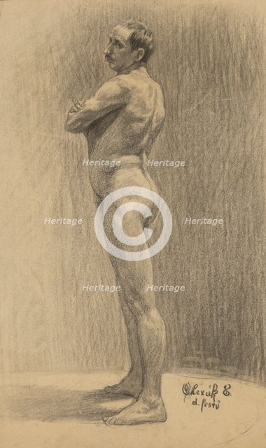 Study of a male nude, 1910-1920. Creator: Emil Alexay-Olexák.