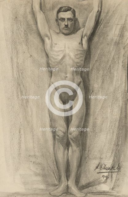 Study of a male nude, 1910-1920. Creator: Emil Alexay-Olexák.