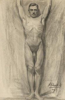 Study of a male nude, 1910-1920. Creator: Emil Alexay-Olexák