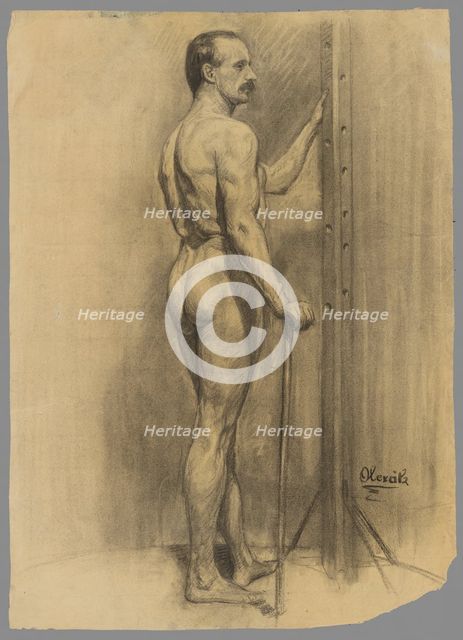 Study of a male nude, 1910-1920. Creator: Emil Alexay-Olexák.