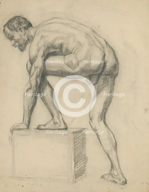 Study of a male nude, 1910-1920. Creator: Emil Alexay-Olexák.