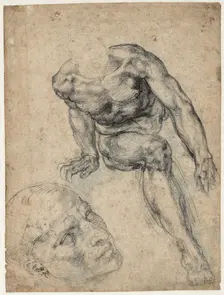 Study of a male nude, ca 1537. Creator: Buonarroti, Michelangelo (1475-1564)