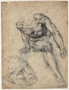 Study of a male nude, ca 1537. Creator: Buonarroti, Michelangelo (1475-1564)