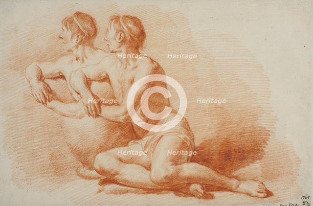 Study of a Male Nude Seated on the Ground. Creator: Adriaen van de Velde.