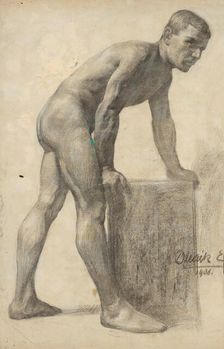 Study of a male nude - side view, 1908. Creator: Emil Alexay-Olexák