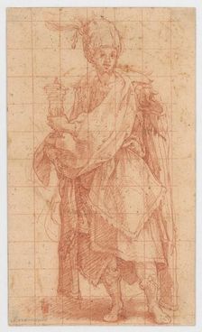 Study of a male figure with a goblet (one of the kings from "The Adoration"), 1550/1600. Creator: Unknown