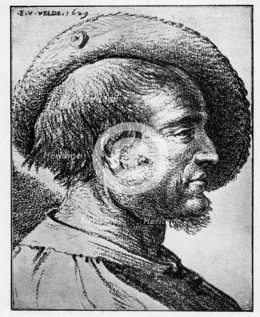 Study of a male head, 17th century.Artist: Esaias van de Velde