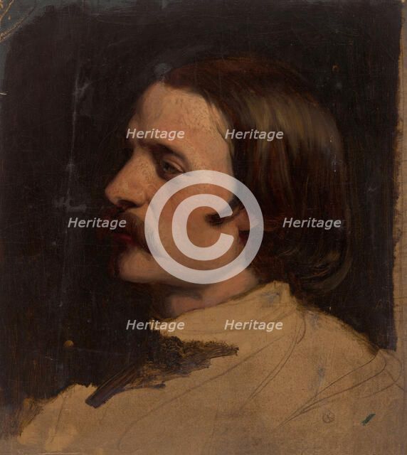 Study of a male head, seen from the left, 1824-1874.  Creator: Johan Georg Schwartze.