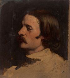 Study of a male head, seen from the left, 1824-1874. Creator: Johan Georg Schwartze