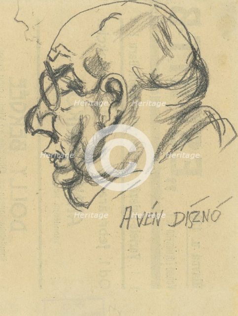 Study of a male head with glasses, 1924-1928. Creator: Konstantin Bauer.