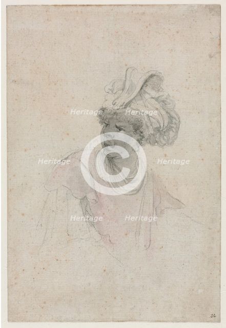 Study of a Moor, Facing to the Left, c. 1657. Creator: Stefano Della Bella (Italian, 1610-1664).