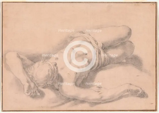 Study of a Nude Man, 1645-51. Creator: Abraham Bloemaert.