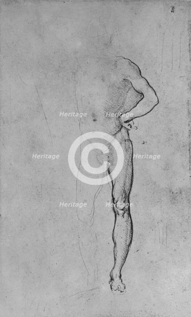 'Study of a Nude Man with his Left Hand on His Hip', c1480 (1945). Artist: Leonardo da Vinci.