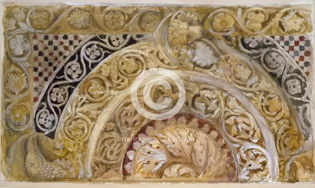 Study of a Panel on the Font of the Baptistery, Pisa, 27-29 April 1872. Artist: John Ruskin.