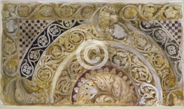 Study of a Panel on the Font of the Baptistery, Pisa, 27-29 April 1872. Artist: John Ruskin.