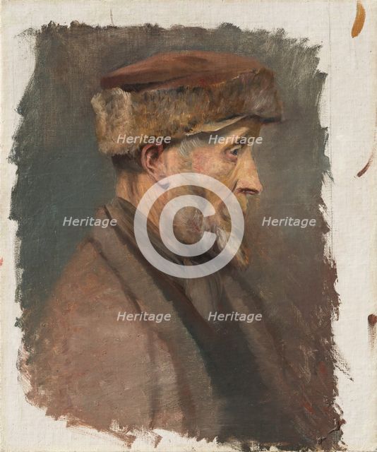 Study of a Poor Old Man in a Fur Cap, 1878-1880. Creator: Ladislav Mednyanszky.