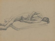 Study of a reclining male nude, 1910-1920. Creator: Emil Alexay-Olexák