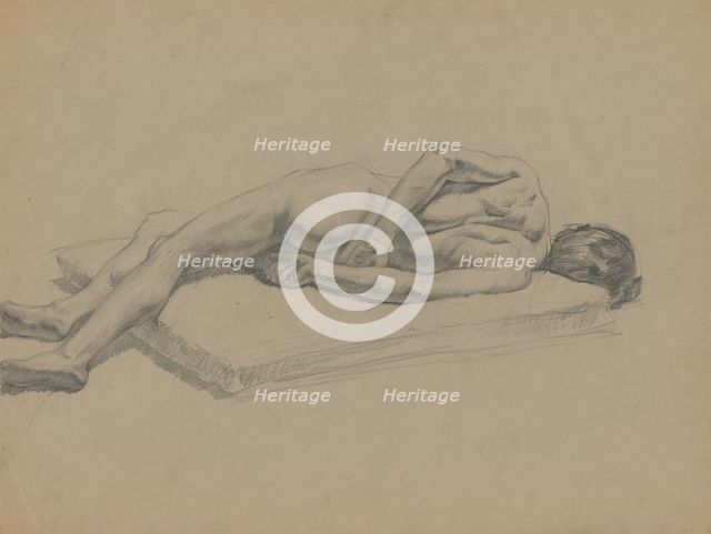 Study of a reclining male nude, 1910-1920. Creator: Emil Alexay-Olexák.