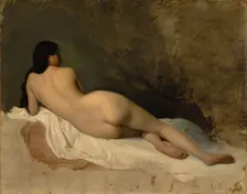 Study of a Reclining Nude, c. 1841. Creator: Isidore Pils (French, 1813/15-1875)