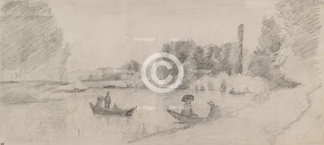 Study of a river landscape with boats, 1863-1864. Artist: Camille Pissarro.