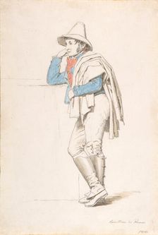 Study of a Roman Coachman, early 19th century. Creator: Martinus Rørbye