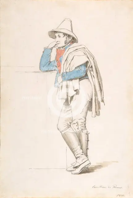 Study of a Roman Coachman, early 19th century. Creator: Martinus Rørbye.