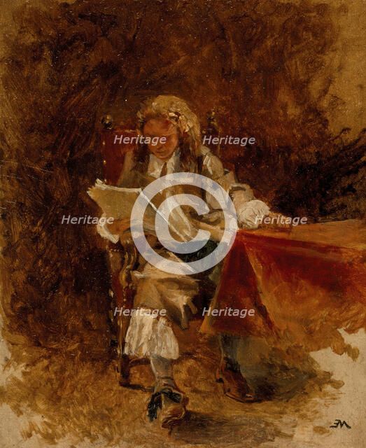 Study of a Seated Cavalier Reading, c1870. Creator: Jean Louis Ernest Meissonier.