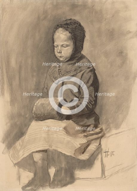 Study of a seated girl, 1892. Creator: Jozef Hanula.