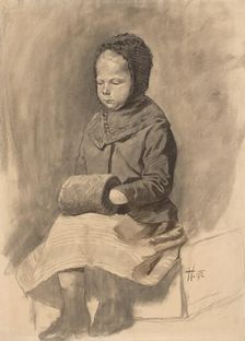 Study of a seated girl, 1892. Creator: Jozef Hanula