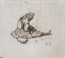 Study of a seated female figure sewing, 1852. Artist: Camille Pissarro