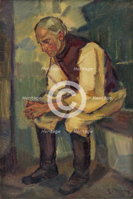 Study of a Seated Old Man, around 1935. Creator: Gustav Mally.