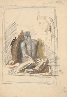 Study of a seated male figure, 1880-1890. Creator: Ladislav Mednyanszky