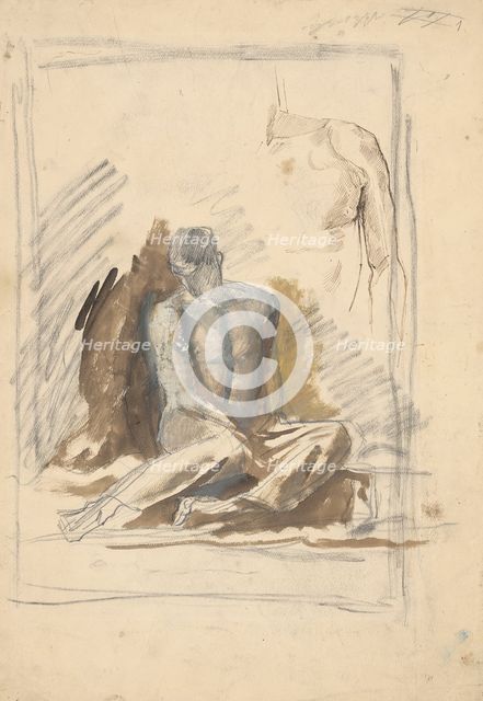 Study of a seated male figure, 1880-1890. Creator: Ladislav Mednyanszky.