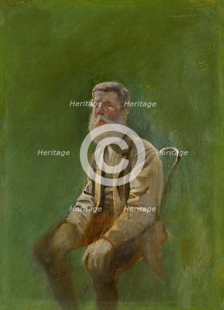 Study of a Seated Man, 1880-1900. Creator: Ladislav Mednyanszky.