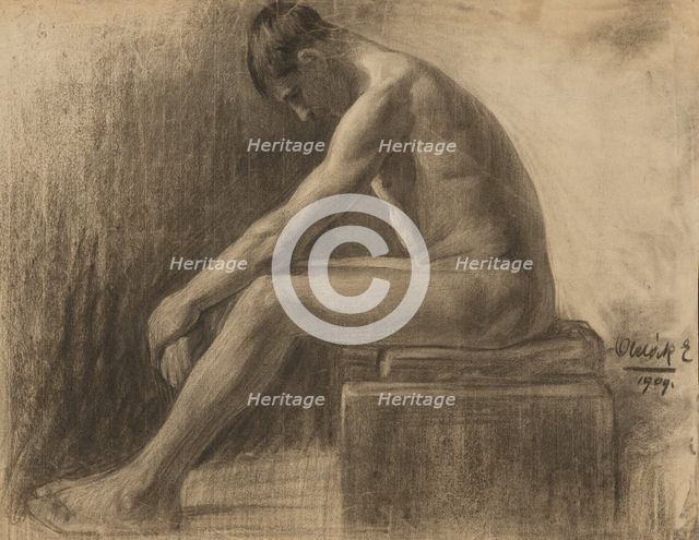 Study of a seated man, 1909. Creator: Emil Alexay-Olexák.
