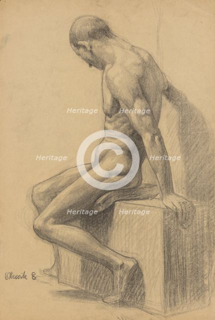 Study of a seated man, 1910-1920. Creator: Emil Alexay-Olexák.