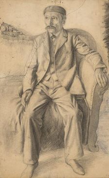 Study of a seated man on a sofa, 1920-1929. Creator: Ivan Zabota