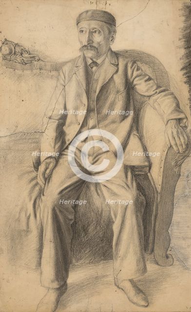 Study of a seated man on a sofa, 1920-1929. Creator: Ivan Zabota.