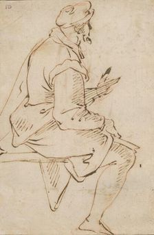 Study of a seated man, around 1500. Creator: Unknown
