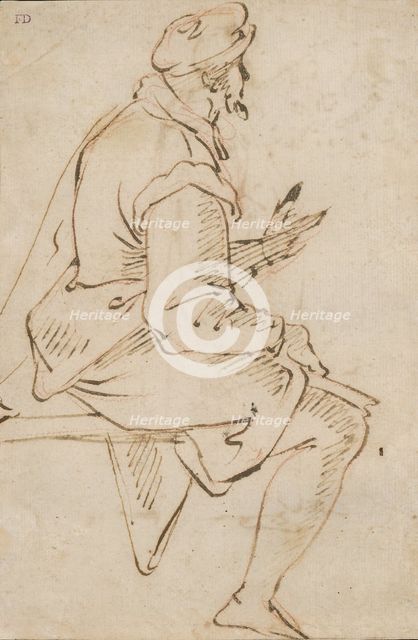 Study of a seated man, around 1500. Creator: Unknown.