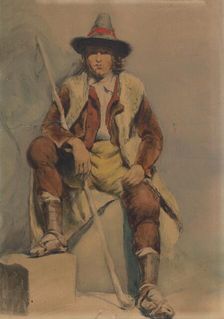 Study of a seated man from Albania, 1851-1853. Creator: Vojtech Klimkovic
