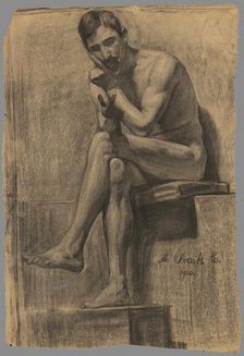 Study of a seated man with a crossed leg, 1910. Creator: Emil Alexay-Olexák