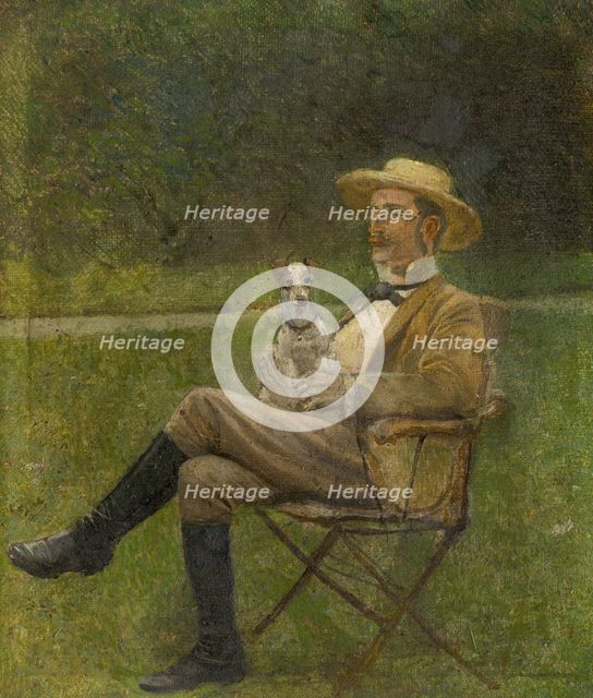 Study of a Seated Man with a Dog, 1880-1900. Creator: Ladislav Mednyanszky.