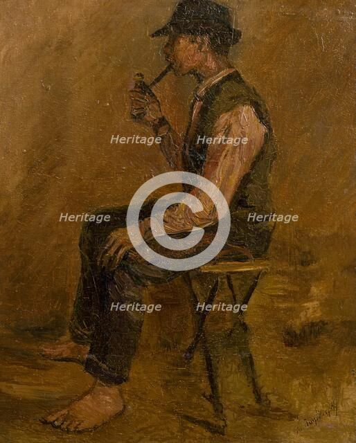 Study of a Seated Man with a Pipe, 1908-1910. Creator: Ladislav Mednyanszky.