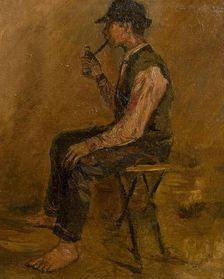Study of a Seated Man with a Pipe, 1908-1910. Creator: Ladislav Mednyanszky