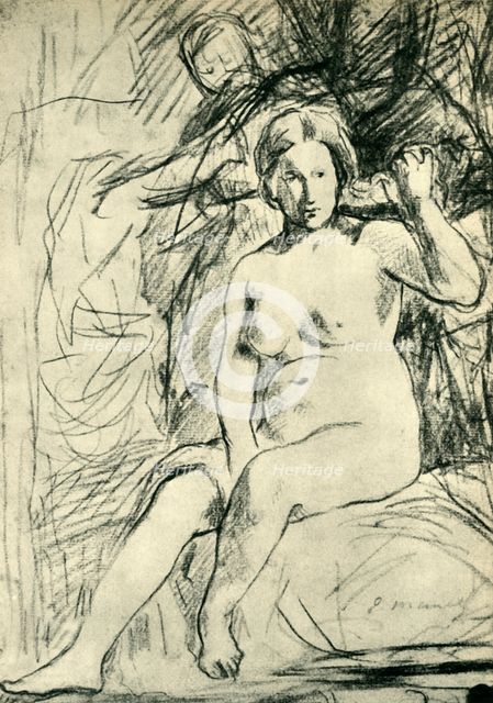 Study of a Seated Nude ('La Toilette'), 1858-1860, (1943). Creator: Edouard Manet.