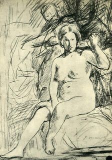 Study of a Seated Nude ('La Toilette'), 1858-1860, (1943). Creator: Edouard Manet