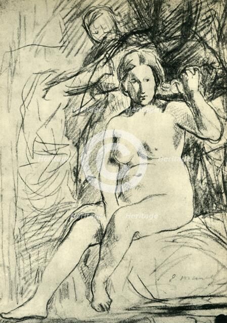 Study of a Seated Nude ('La Toilette'), 1858-1860, (1943). Creator: Edouard Manet.
